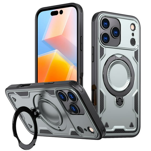 MYKOMI Military Shockproof for iPhone 17 Pro Max Phone Case with 360° Magnetic Ring Kickstand, Support Wireless Charging, Heavy Duty Full Protection Bumper Cover for iPhone 17 Pro Max 5G
