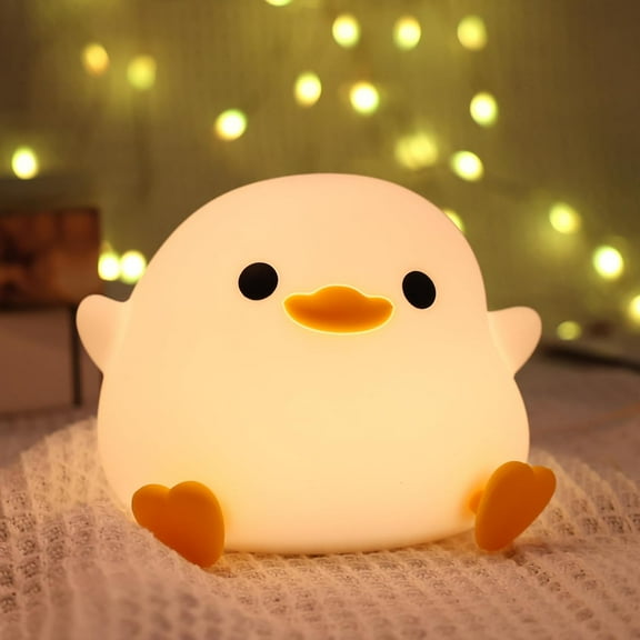 MYKOMI Night Light for Kids, Cute Duck Baby Nursery Lamp LED Light Timer Setting Dimming Table Lamp Bedside USB Charging Nursing/Breastfeeding Safety ABS + Silicon Birth Celebration