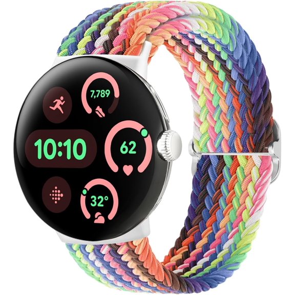 MYKOMI Nylon Bands Compatible with Google Pixel Watch Bands/Google Pixel Watch 2/Pixel Watch 4/3 41mm Band for Women Men, Adjustable Stretchy Braided Straps for Pixel Watch