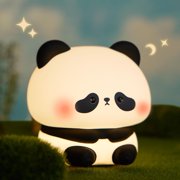 MYKOMI Panda Night Light, Cute Panda Gifts, Squishy Dimmable Led Panda Lamp, Kawaii Big Head Panda Desk Decor, Bedroom Rechargeable Bedside Touch Soft Silicone Lamp for Baby Kids Sleep, Boy Girl Gift
