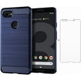 thumbnail image 1 of MYKOMI Phone Case for Google Pixel 3 with Tempered Glass Screen Protector Cover Cell Accessories Slim Thin Full Body Silicone Rubber Pixel3 Pixle Cases Women Men Navy Blue, 1 of 6
