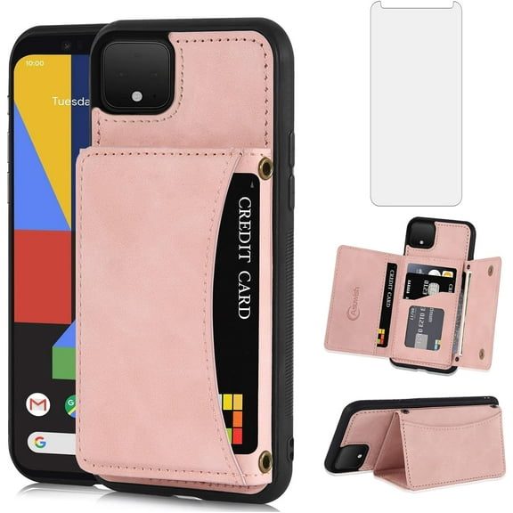 MYKOMI Phone Case for Google Pixel 4 XL Wallet Cover with HD Screen Protector and PU Leather Credit Card Holder Stand Slot Purse Cell Accessories Pixle 4XL Pixel4XL 4LX LX Women Men