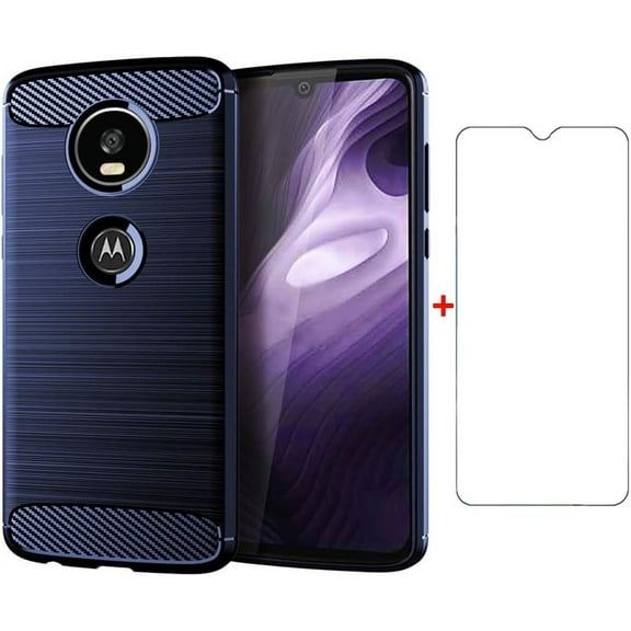 MYKOMI Phone Case for Moto Z4/Moto Z 4 Play/MotoZ4 Force with Screen Protector Cover and Slim Cell Accessories Protective Motorola 4Z Motoz4cases MotoZ4Play XT1980-4 2019 Women Men Carbon Fiber Blue