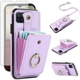 thumbnail image 1 of MYKOMI Phone Case for Samsung Galaxy A12/M12 Wallet Cell Cover with HD Screen Protector and Crossbody Strap Ring Stand RFID Credit Card Holder A 12 5G A-12 S12 12A 4G Women Girls Purple, 1 of 7
