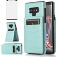 thumbnail image 1 of MYKOMI Phone Case for Samsung Galaxy Note 9 with HD Screen Protector and Credit Card Holder Wallet Cover Stand Leather Cell Accessories Galaxies Note9 Gaxaly Glaxay Not S9 Cases Women Men Green, 1 of 7