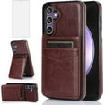 thumbnail image 1 of MYKOMI Phone Case for Samsung Galaxy S23 FE Gaxaly S 23 FE 5G with HD Screen Protector Credit Card Holder Wallet Cover Stand Leather Cell Accessories S23FE5G S23FE 23S G5 Women Men Brown, 1 of 7