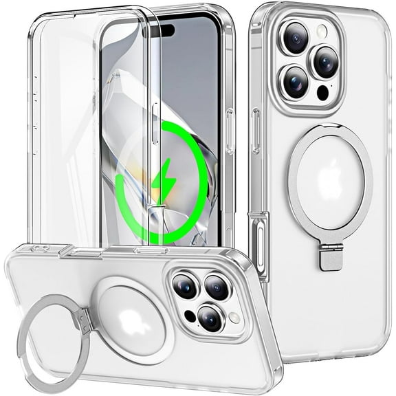 MYKOMI Phone Case for 16 Plus,with Built-in Screen Protector Compatible with Magnetic Kickstand Military-Grade Drop 360°Full Protection Case