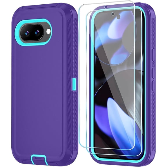 MYKOMI Phone Case for Google Pixel 9A Case with HD Screen Protector, Heavy Duty Shockproof & Dropproof 3-Layer Cover Phone Case for Pixel 9A