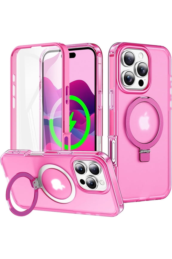 Phone Case for iPhone 16,with Built-in Screen Protector Compatible with Magnetic Kickstand Military-Grade Drop 360°Full Protection Case