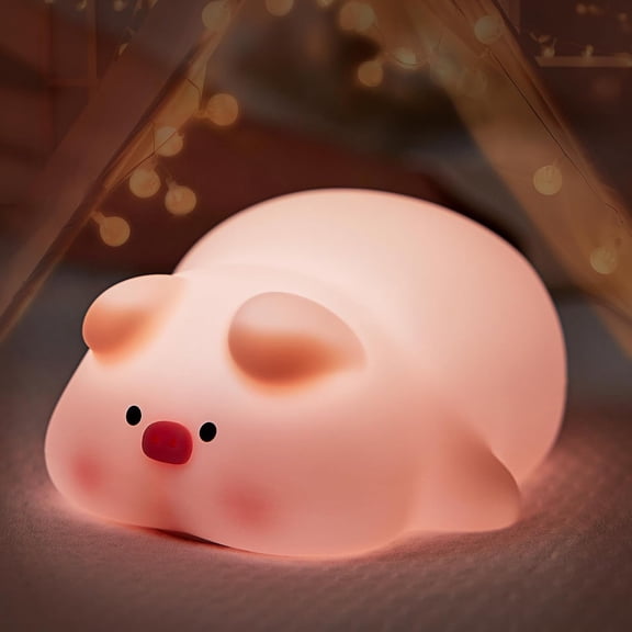MYKOMI Pig Night Light For Kids,Silicone Piggy Cute Lamp, Dimmable Light Up Piggy, Rechargeable Piggy Night Lamp,Nursery Nightlight, Kids Night Light,Bedside Lamp For Breastfeeding, Kawaii Room Decor