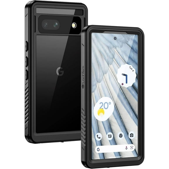 MYKOMI Pixel 7a Waterproof Case, IP68 Dustproof, Built-in Screen Protector, Rugged Full Body Shockproof Phone Case for Google Pixel 7a, Black/Clear