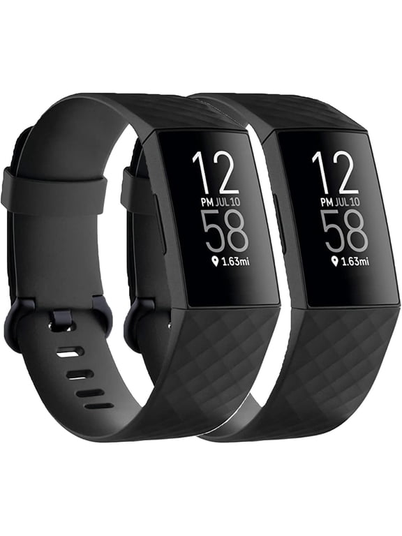 Replacement Bands Compatible with Fitbit Charge 4 / Fitbit Charge 3 Bands for Women Men, Silicone Fitness Sport Wristbands for Women Men Small Large (2 Pack)