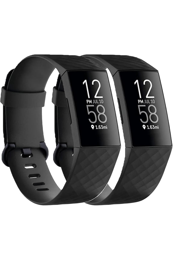 Replacement Bands Compatible with Fitbit Charge 4 / Fitbit Charge 3 Bands for Women Men, Silicone Fitness Sport Wristbands for Women Men Small Large (2 Pack)