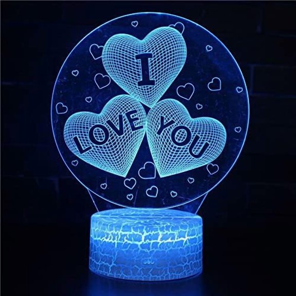 MYKOMI Romantic Love 3D Acrylic Led Lamp for Home Children's Night Light Table Lamp,Birthday Christmas Halloween Gift, Party Decor Valentine's Day Bedside  Lamp