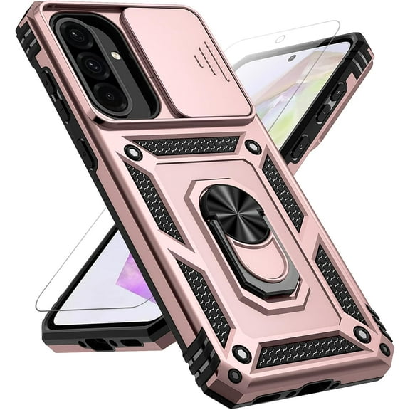 MYKOMI for Samsung Galaxy A36 5G Case with Slide Camera Cover HD Screen Protector [Military Grade 16ft. Drop Tested] Magnetic Ring Holder Kickstand Protective Phone Case for Galaxy A36 5G 2025
