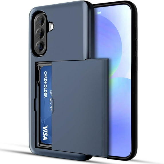 MYKOMI for Samsung Galaxy A36 5G Case Wallet Card Holder for 2 Cards License IDs CC Minimalist Hidden Slide Pocket Dual Layer Hybrid Phone Cover for Samsung Galaxy A36 5G 6.7'' 2025 Men Women