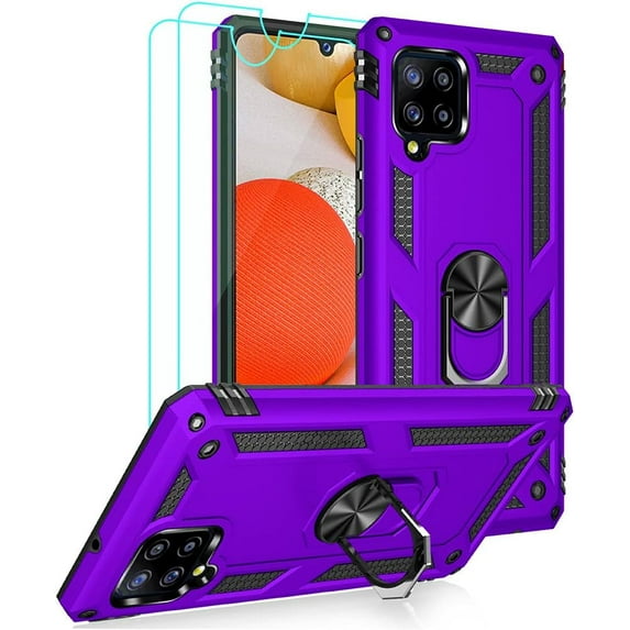 MYKOMI for Samsung Galaxy A42 5G Case with HD Screen Protectors, Military-Grade Metal Ring Holder Kickstand 15ft Drop Tested Shockproof Cover Case for Samsung Galaxy A42 5G