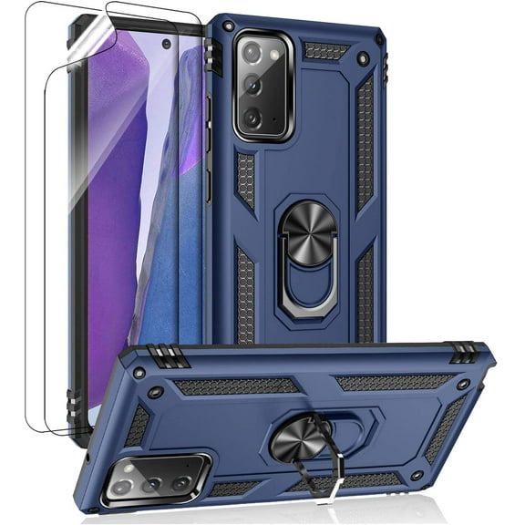 MYKOMI for Samsung Galaxy Note 20 Case, Note20 5G Case with HD Screen Protectors, Military-Grade Metal Ring Holder Kickstand 15ft Drop Tested Shockproof Cover Case for Samsung Galaxy Note 20