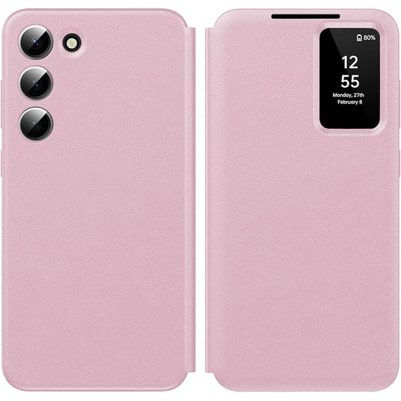 MYKOMI for Samsung Galaxy S23 with Smart Small Screen View, S-View Wallet Phone Case, for Samsung S23 Case Smart Window Cover Hard Flip Leather Protective Cover for Samsung S23 5G Case