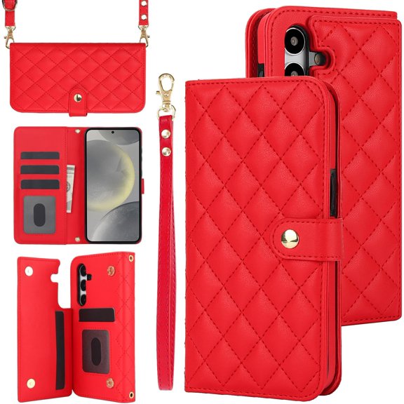 MYKOMI for Samsung Galaxy S24 Plus 6.7 inch Wallet Case with S Pen Holder & Crossbody Lanyard Strap & Wrist Strip, Shockproof Stylish Protective Cover for Galaxy S24 Plus