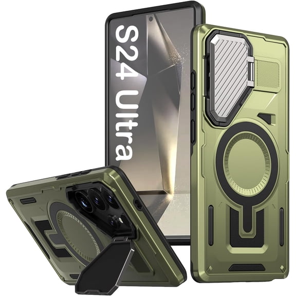 MYKOMI for Samsung Galaxy S24 Ultra Case Camera Cover & Wireless Charging,Multi-Layer Military Heavy Duty Full Body Rugged Shockproof Hard Shell for S24 Ultra