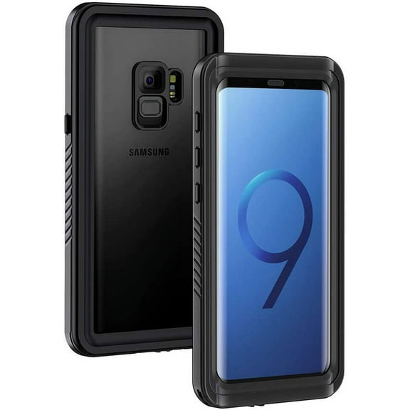 MYKOMI Samsung Galaxy S9 Phone Case, IP68 Waterproof Dustproof Shockproof Case with Built-in Screen Protector, Full Body Sealed Underwater Protective Clear Cover for Samsung S9 (Black)