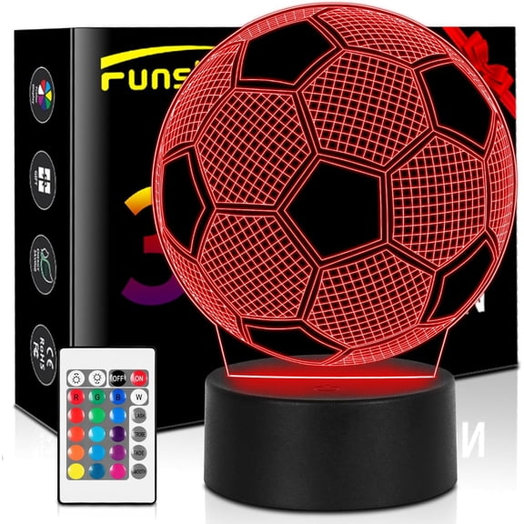 MYKOMI Soccer Lamp, Soccer Gift, Room Decor Night Light, Decor for Boys Room, 16 Colors 4 Light Models Changing with Remote Control