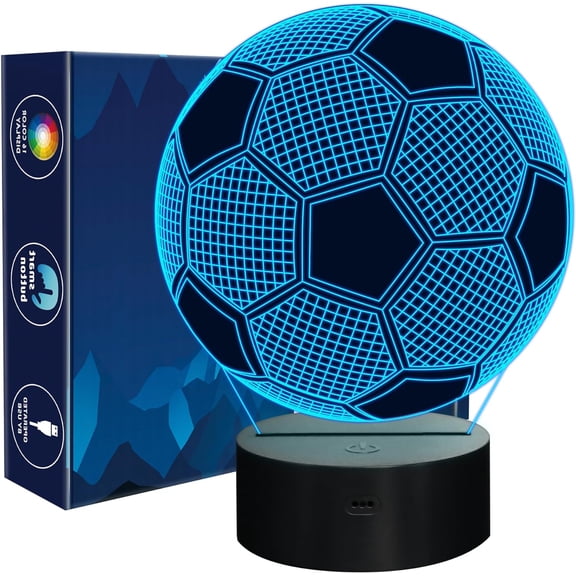 MYKOMI Soccer Night Light, Soccer Gift, 3D Illusion Lamp with 16 Colors Remote and Touch Control - Perfect Kids Room Decoration and Boys Birthday Sport Gift