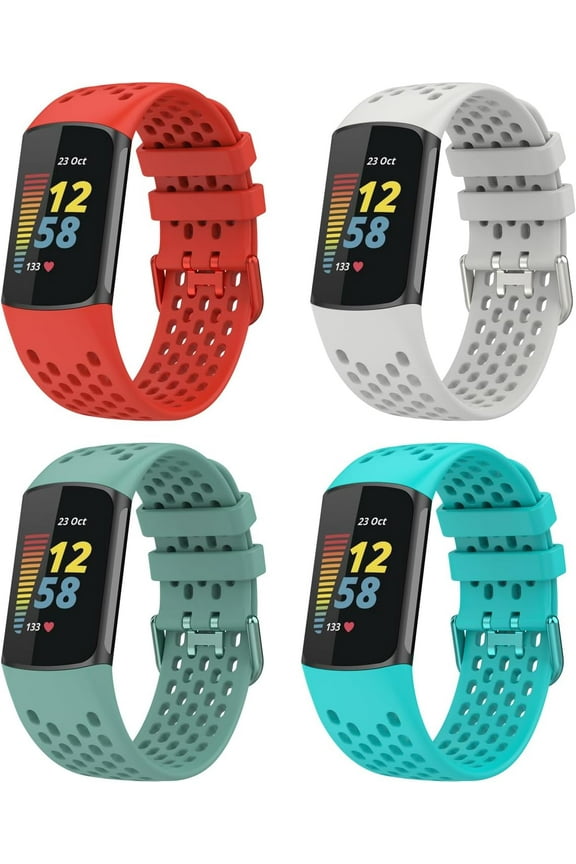 Sport Band Compatible with Fitbit Charge 6 Watch Strap Durable Stylish Flexible Breathable Soft Silicone Wristband bracelet for Charge 6 Replacement band