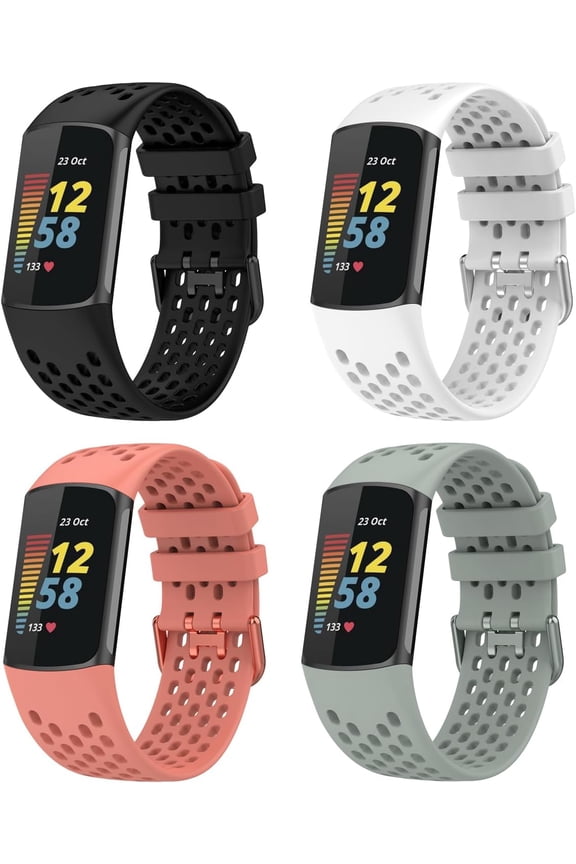 Sport Band Compatible with Fitbit Charge 6 Watch Strap Durable Stylish Flexible Breathable Soft Silicone Wristband bracelet for Charge 6 Replacement band