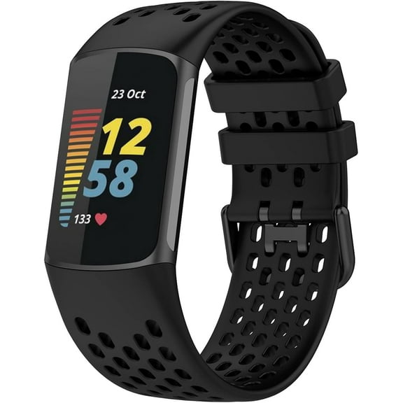 MYKOMI Sport Bands Compatible with Fitbit Charge 5, Adjustable Breathable Soft Silicone Sport Replacement Watch Band Straps Wristbands Bracelet for Charge 5 Activity Tracker Women Men