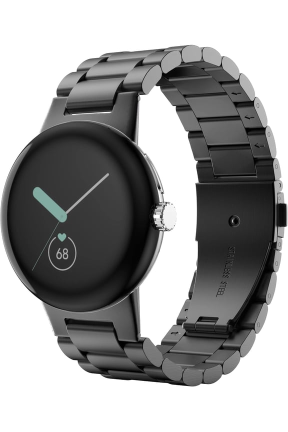 Stainless Steel Watch Band Compatible with Google Pixel Watch/Pixel Watch 2 Smartwatch, Metal Replacement Straps Wristband with Link Remover Tool for Women Men, Black