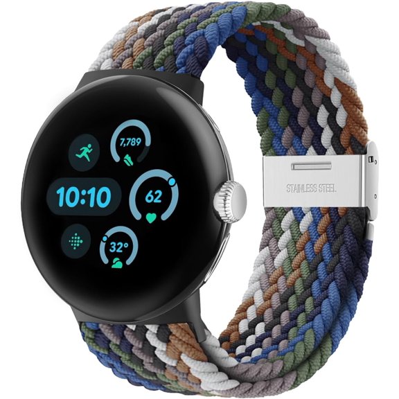MYKOMI Stretchy Braided Bands Compatible with Google Pixel Watch 4 45mm Bands/Pixel Watch 3 45mm Band, Adjustable Elastic Nylon Breathable Sport Straps for Pixel 3/4 Watch Band 45mm