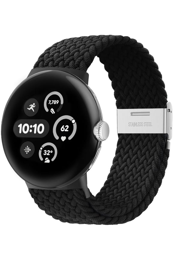 Stretchy Braided Bands Compatible with Google Pixel Watch 4 45mm Bands/Pixel Watch 3 45mm Band, Adjustable Elastic Nylon Breathable Sport Straps for Pixel 3/4 Watch Band 45mm