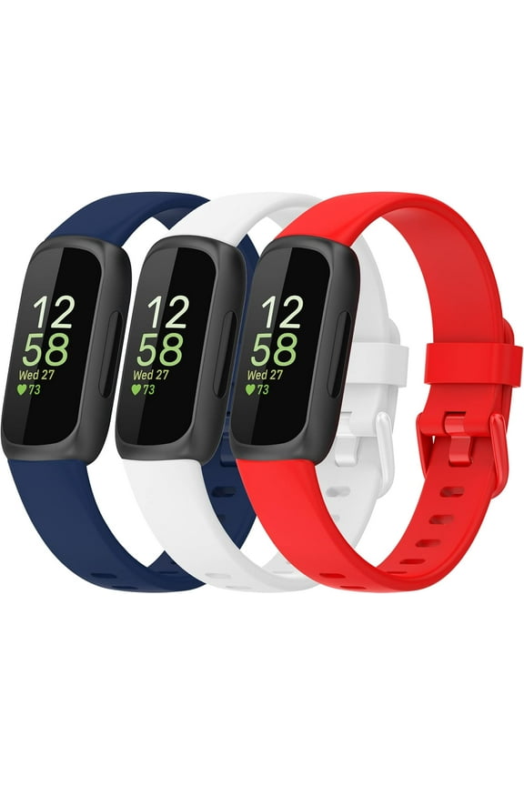 Watchbands Compatible with Fitbit Inspire 3 Smartwatch Band Quick Release Replacement Wristband Strap Bracelet Silicone Accessory for Women Men S/L Size