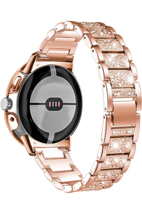 Women Bands with Case Compatible with Google Pixel Watch 3 45mm 41mm/Watch 2/Watch1, Metal bling Luxurious Dressy Replacement Wristbands