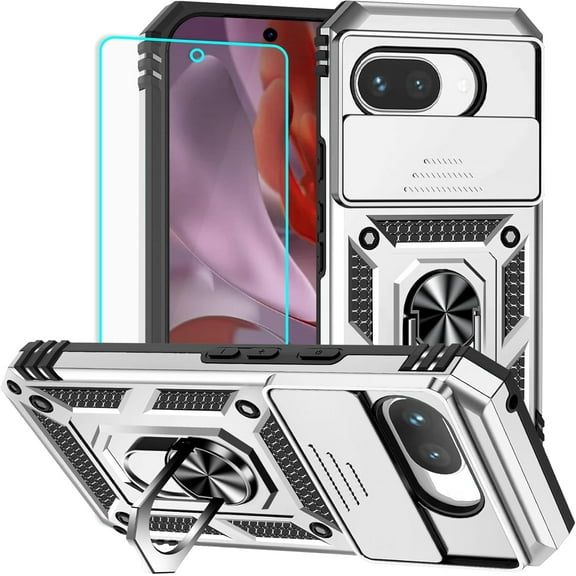 MYKOMI for Pixel 9A Case with Screen Protector: [Military Grade 20ft. Drop Tested] Ring Shockproof Protective Phone Case for - Google Pixel 9A