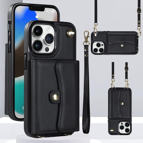 MYKOMI for iPhone 13 Pro Max Case 6.7 Inch, Crossbody Purse Wristlet Shoulder Strap Trendy Protective Cover for iPhone 13 Pro Max