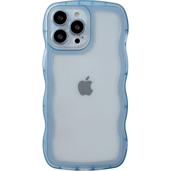 MYKOMI for iPhone 13 Pro Max Case,Solid Color Curly Wave Frame Clear Soft Phone Case