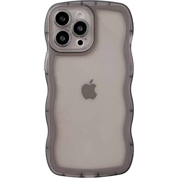 MYKOMI for iPhone 13 Pro Max Case,Solid Color Curly Wave Frame Clear Soft Phone Case