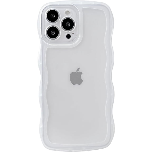 MYKOMI for iPhone 13 Pro Max Case,Solid Color Curly Wave Frame Clear Soft Phone Case