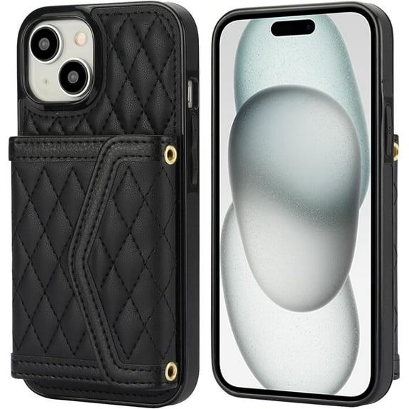 MYKOMI for iPhone 15 Case Wallet with RFID Blocking Card Holder and Crossbody Lanyard Strap, Stylish Flip Wallet Case for iPhone 15 6.1 inch