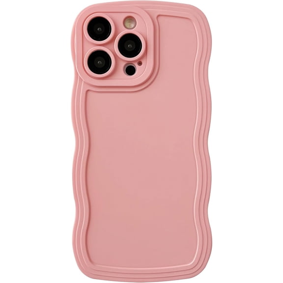 MYKOMI for iPhone 15 Pro Max Case,Solid Color Curly Wave Frame Soft Phone Case