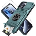 thumbnail image 1 of MYKOMI for iPhone 16 Pro Wallet Case with Card Holder, 2 Tempered Glass Screen Protector, Protective Shockproof Hidden Card Slot Slim Case 6.3 inch, 1 of 6
