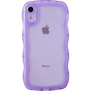 MYKOMI for iPhone Xr Case,Solid Color Curly Wave Frame Clear Soft Phone Case