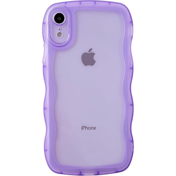 MYKOMI for iPhone Xr Case,Solid Color Curly Wave Frame Clear Soft Phone Case