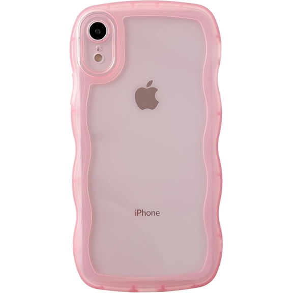 MYKOMI for iPhone Xr Case,Solid Color Curly Wave Frame Clear Soft Phone Case