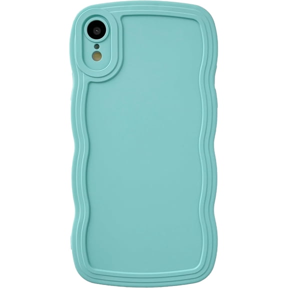 MYKOMI for iPhone Xr Case, Solid Color Curly Wave Frame Soft Compatible with iPhone Case