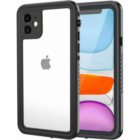 MYKOMI iPhone 11 Waterproof Phone Case, 360 Full Body Protection Underwater Dustproof Shockproof Clear Cover with Built-in Screen Protector for iPhone 11 6.1 Inch (Black/Clear)