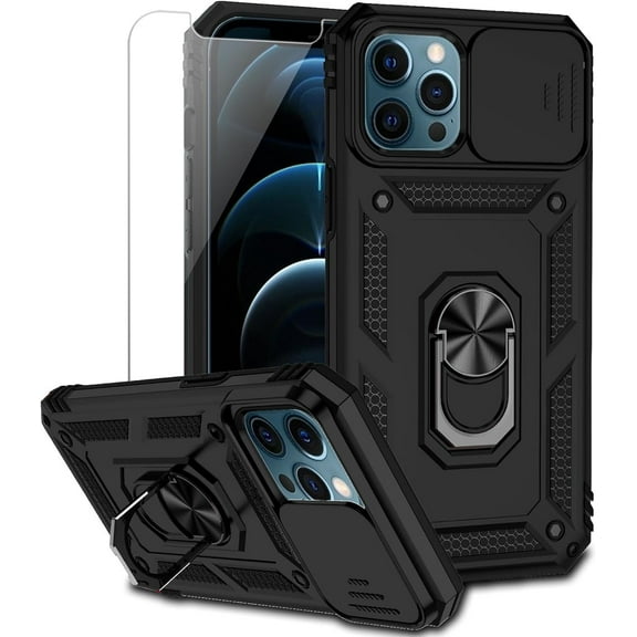 MYKOMI Compatible with Apple iPhone 16E Case SE 4 Phone Cover with Finger Ring Holder Kickstand Military Grade Shockproof Heavy Duty Protective Cover for iPhone 16e / SE 2025
